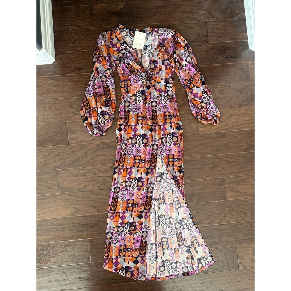 Lulu Yasmine Marjorelle Floral Bright and Black Dress Small
